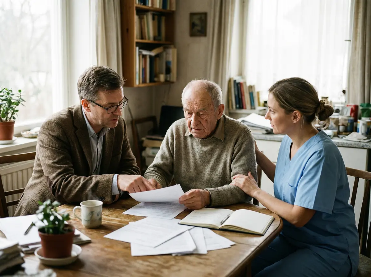 Consultation gériatrique entre un médecin et un patient âgé